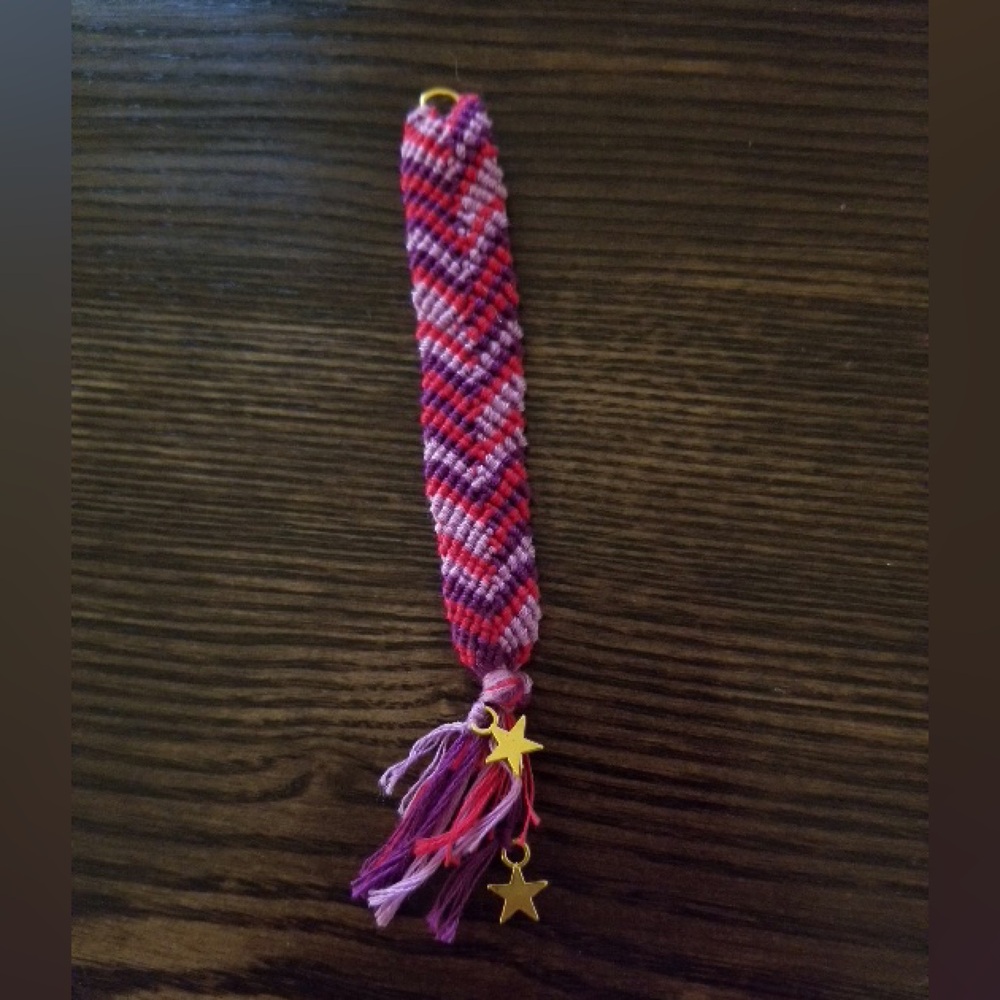 Colorful chevron Woven bookmark or keychain with Star Charms